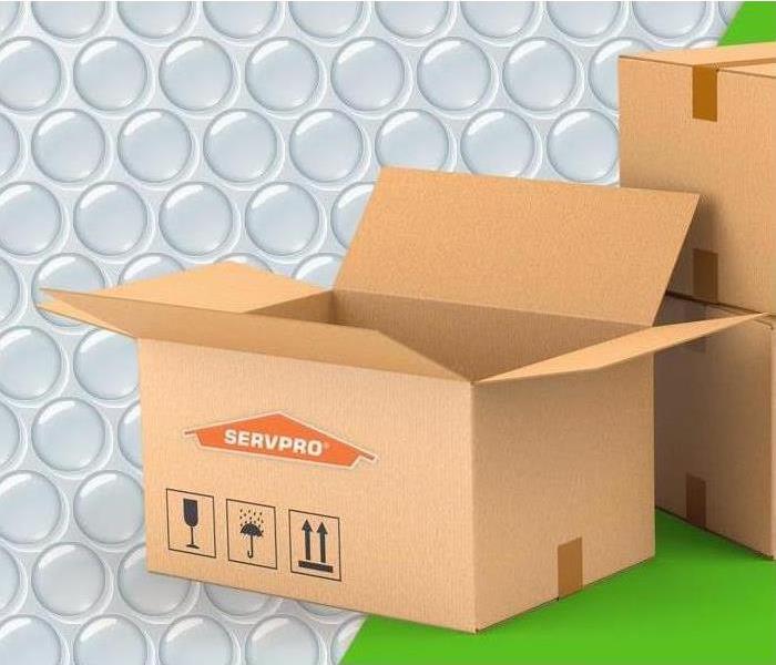 SERVPRO moving boxes with bubble wrap