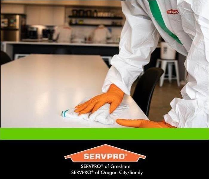 SERVPRO in PPE cleaning tables 